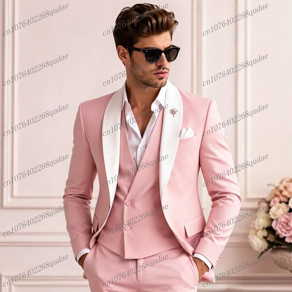 Men'S Grooming - Abito Formale da Uomo Rosa con
